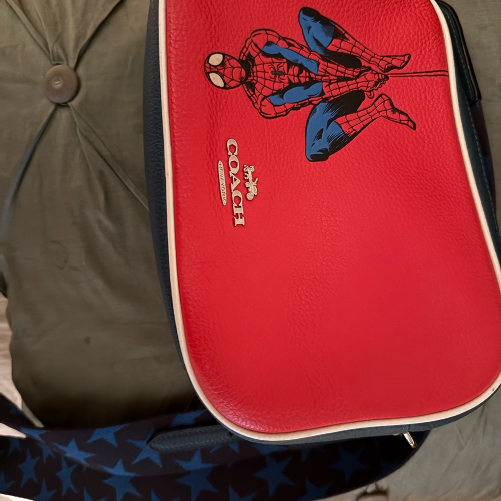 Coach Red and Black Spider-Man Crossbody Bag